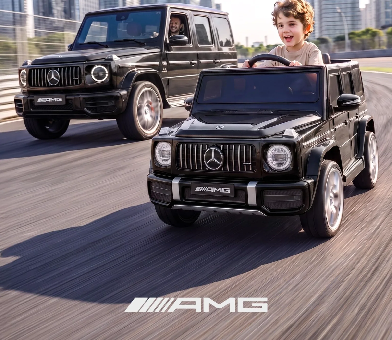 The licensed G63 body beside the car it copies