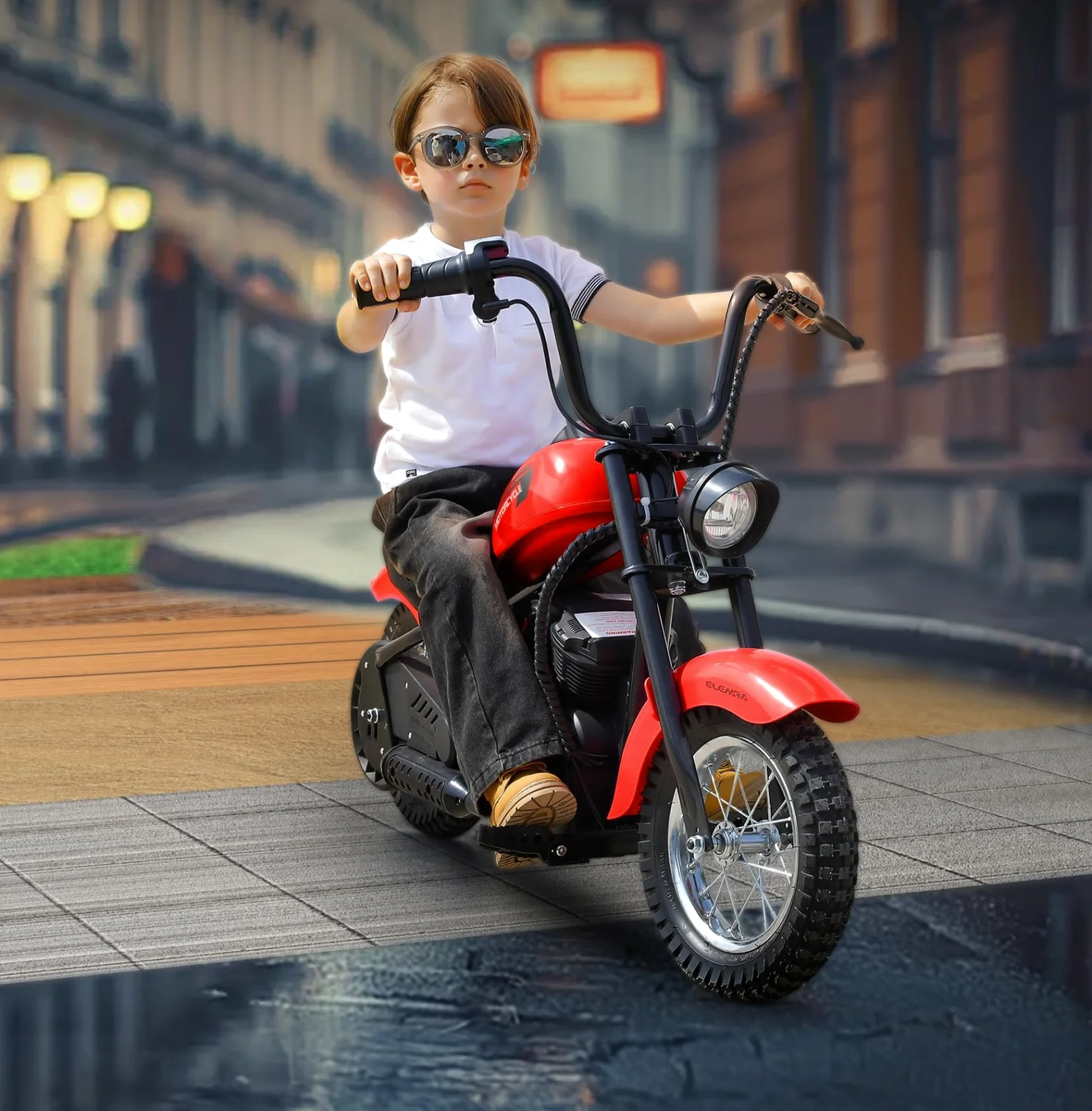 The chopper on a pavement, at something well under its fifteen miles an hour